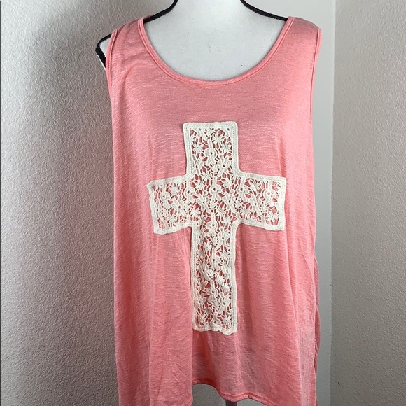 Etched sleeveless top with crochet cross - Picture 3 of 7